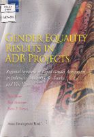 Gender Equality Results in ADB Proejects Regional Synthesis of Rapid Gender Assessments in Indonesia, Mongolia, Sri Lanka, and Viet Nam 